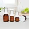 Botella de aceite esencia color té de 60 ml botella de cosméticos Botella de plástico PET marrón botella con dispensador de crema botella de esencia
