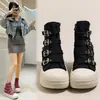 Zapatos de Lona Negros Retro de Suela Gruesa de Caña Alta para Mujer 2026 Tendencia Nuevo Estilo Verano Más Vendido Versátiles Casuales Zapatos de Skate