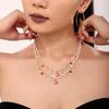 Joyería Xin Yixin Acero Inoxidable Goteo de Aceite Elementos Navideños Estrella y Luna Collar Hecho a Mano Concha Cuentas Collar Pulsera Set para Mujer