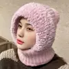 Nuevo gorro de punto transfronterizo, calentador de cuello y máscara todo en uno para mujer, a prueba de viento para invierno, forrado de vellón, gorro de lana cálido para ciclismo