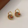Novos Novos Brincos Estilo Chinês Brinco de Cristal Rosa Pêssego Turquesa Retrô Brincos de Esmalte de Alta Qualidade Exquisitos para Mulheres Atacado
