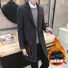 Casaco de lã masculino outono e inverno coreano slim fit longo corta-vento casaco de lã engrossado masculino comércio exterior Atacado