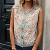Colete sem mangas Jacquard Estampado Casual Retro Versátil Novo Era Redutor Amazon Transfronteiriço Europeu e Americano para Mulheres