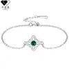 Kbb-63 Pulsera de Trébol de Cuatro Hojas Esmeralda de Venta Caliente Transfronteriza en Amazon para Mujer, Joyería de Diseño de Nicho Incrustada con Diamantes Celtas