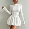 Nuevo Vestido de Otoño 2026 Transfronterizo Amazon Moda Ajustado de Manga Larga con Falda Elástica Abullonada para Mujer
