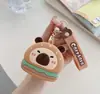 Linda Cartera de Silicona de Capibara, Bolsa de Dibujos Animados para Niños, Bolsa de Almacenamiento Portátil, Tarjetero, Bolsa para Auriculares, Colgante Pequeño