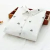 Camisa de Gaze de Algodão Dupla Camada para Mulheres, Manga Longa, Estilo Artístico Fresco, Estampada, Top Básico de Alta Qualidade para Exportação