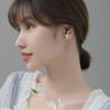 Brinco Stud Eloki de Prata S925 Feminino Estilo Coreano Flor de Concha Branca Fresca Microincrustação Joia de Orelha Elegante G1577