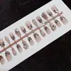 Uñas Postizas 30 Piezas Enteras T047 Estampado de Leopardo Juguetón Cortas Escalera Blanco Brillante Elegantes Dulces Geniales Sexy Piezas de Uñas Artísticas con Diamantes Brillantes