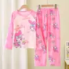 Pijamas para niñas, primavera y otoño, manga larga, para niño, finos, medianos y grandes, para niña, princesa, ropa de casa, traje de verano para niño