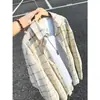 Camisa xadrez retrô americana para homens, estilo casual de outono, camisa de manga longa tipo cardigã, jaqueta de veludo cotelê para casais