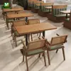 Juego de Mesa y Sillas para Restaurante Comercial Hotel Restaurante de Comida Rápida Casa de Té Restaurante de Té Cabina Sofá Celebridad de Internet Tienda de Catering Silla de Ratán Tejido