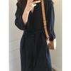 Vestido Coreano de Primavera para el Trabajo para Mujer, Falda Larga hasta el Tobillo, Tallas Grandes, Ceñido a la Cintura, Largo hasta el Tobillo, Elegante para el Trabajo