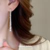 Pendientes de perlas con borlas de circonita y aguja de plata, pendientes sencillos de moda que combinan con todo, pendientes de diseño de nicho para mujer, lujo ligero, sentido de alta gama
