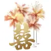 Set de Decoración de Habitación de Boda para la Sala de Estar de los Recién Casados, con Decoraciones de Pasillo de Fuegos Artificiales de Caña y Accesorios Dorados de "Doble Felicidad" para Boda