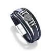 Pulsera de Cuerda Trenzada de Cuero Estilo Punk Moda Europea y Americana Pulsera de Hombre Multicapa Tendencia de Moda Brújula Pulsera Personalizada