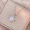 Colar Feminino Internet Vermelho Quatro-folha Zircon Flor Nicho Estilo Japonês-Coreano Novo Design Brincos Temperamento terno Colar de Aço Titânio