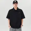 Polo de Lapela Bordada Peso Pesado 240g Tendência Masculina Solta Manga Curta Versátil Casual Verão Novo Top