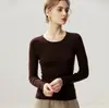 Suéter de punto fino sin costuras de calibre 18, 80 hilos, 100% lana Merino con cuello redondo, camiseta básica de punto cómoda y versátil para mujer
