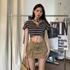 Caqui Falda Americana de Trabajo Vestido para Mujer Cintura Alta Verano Pequeña Línea A Falda de Mezclilla Falda Corta Chica Caliente Cadera