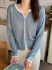 Cárdigan de punto de manga larga holgado y estilo perezoso de otoño para mujer, chaqueta suave de color liso estilo Chanel, a la moda