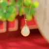 Yuebao Joias Prata Esterlina S925 Gota d'Água Jade Hetian Simples Leve Luxo Pingente Novo Estilo Chinês Joias de Prata Femininas Fonte para Transmissão ao Vivo