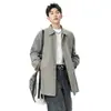 Chaqueta Cortavientos para Hombre Ropa Exterior de Gama Alta de Longitud Media para Hombre 2025 Nuevo Otoño Larga Talla Grande Ropa para Hombre