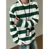 Camiseta de Uso Diario para Hombre Estilo Perezoso Ins Primavera Otoño Invierno Estampado Digital Rayas Personalidad Manga Larga Top para Mujer