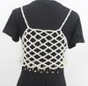 Camisola exterior sin mangas chic hueca de perlas hecha a mano con cuentas top sin mangas para mujer club cliff