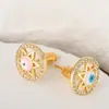 Nuevos pendientes populares para mujer de cobre con microincrustaciones de circonita, pendientes redondos de hexagrama, pendientes de moda vintage, venta al por mayor