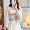 Cardigan de Chiffon com Mangas Longas, Costura, Decote em V, Camisa Protetora do Sol, Tricô Vazado Novo de Verão para Mulheres, Senhora Elegante