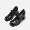 Zapatos Mary Jane Elegantes de Estilo Nuevo Otoño 2026 con Punta Cuadrada, Tacón Grueso y Correa Única para Mujer, Tacones Altos Bajos Negros