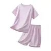 Ropa de Casa para Niños, Verano de Algodón Puro con Mangas Cortas y Shorts para Niños, Niños Medianos y Grandes, Conjuntos de Casa de Color Puro, Pijamas para Niñas