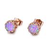 Ai Er Mosha Plataforma AliExpress eBay Chapado en Oro Rosa Caliente Pendientes de Ópalo Morado Redondo de 6 mm con 10 Garras