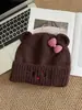 Súper lindo~ Nuevo Gorro de Punto Grueso Cálido de Gato de Dibujos Animados Otoño/Invierno Estilo Coreano para Mujer Dulce Versátil de Lana