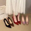 Zapatos de Tacón Alto Estilo Francés con Punta Fina, Gamuza, Zapatos de Moda Primavera y Otoño, Tacones Delgados, 2025 Invierno Nuevo Zapatos de Salón de Boca Baja Estilo Hada