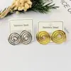 Aretes geométricos de acero inoxidable, broqueles dorados simples y elegantes, aretes colgantes versátiles a rayas estilo ins, joyería geométrica
