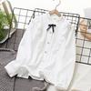 Nova Camisa da Primavera Estilo Britânico com Babados para Crianças Meninas (Médias e Grandes), Moda Estilo Western, Elástica, Versátil, com Laço, Gola Alta