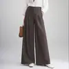 Calça de Terno de Caimento Elegante de Alta Qualidade para Mulheres, Novo Estilo Primavera e Outono 2026, Calça Casual Curva Solta de Cintura Alta, Calça de Perna Larga Estreita