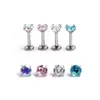 Comercio Electrónico Transfronterizo Acero Inoxidable Rosca Interna Circonita Tachuelas para Labio, Moda Personalizada Aretes Redondos Forma de Tazón, Tachuelas para Cartílago del Oído, Joyería para Piercings