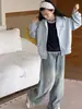 Chaqueta con Capucha para Niña 2026 Nuevo Estilo Otoño, Sudadera Cardigan para Niños Talla Mediana y Grande, Camisa con Cremallera de Manga Raglán, Top de Manga Larga para Niños