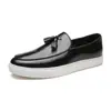 Nuevos zapatos de plataforma con flecos talla grande transfronterizos para hombre Moda europea y americana de pasarela Zapatos de cuero slip-on Personalidad del hombre Casual de negocios Zapatos de plataforma