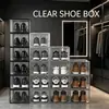 Caja de zapatos transparente personalizada, caja de almacenamiento de plástico para el hogar, zapatero grande de pie, zapatero, solución de almacenamiento de zapatos, venta al por mayor