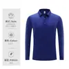 Camisas polo de manga comprida para primavera e outono, camisetas gola polo de cor sólida, roupas com estampa personalizada para cultura corporativa, uniformes de trabalho com logotipo