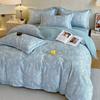 Juego de cuatro piezas de algodón puro cepillado clase A para individual y doble 100% algodón para hombre Sencillo Cama Sábanas Funda de edredón Invierno Cálido Cama Juego de sábanas