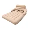 Directo de fábrica, en stock, colchón inflable tamaño matrimonial con respaldo y reposabrazos, flocado, autoinflable, para acampar al aire libre