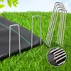 Estacas para tela de control de malezas en forma de U, estacas de alambre de acero galvanizado para jardinería, estacas anguladas para tela de césped, dispositivos de fijación para película de suelo y invernaderos