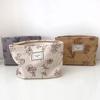 Nueva bolsa de cosméticos de pana, tipo clutch, con estampado floral, para el hogar, para viajes, estilo ins, bolsa de almacenamiento