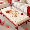 Toalha de Mesa Decorativa Festiva de Ano Novo em Desenho Animado, À Prova de Óleo, À Prova d'Água, Resistente ao Calor, Toque de Alta Qualidade, Ano do Cavalo, Festival da Primavera, À Prova de Poeira, Resistente ao Desgaste