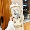 Termo de Acero Inoxidable de Alto Valor Sanrio Taza de Café con Popote de Dibujos Animados Gran Capacidad Doble Toma de Agua Portátil Taza de Agua para Coche